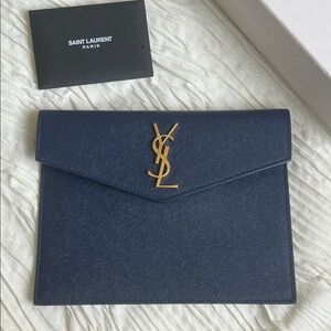 YSL envelope uptown clutch with gold logo